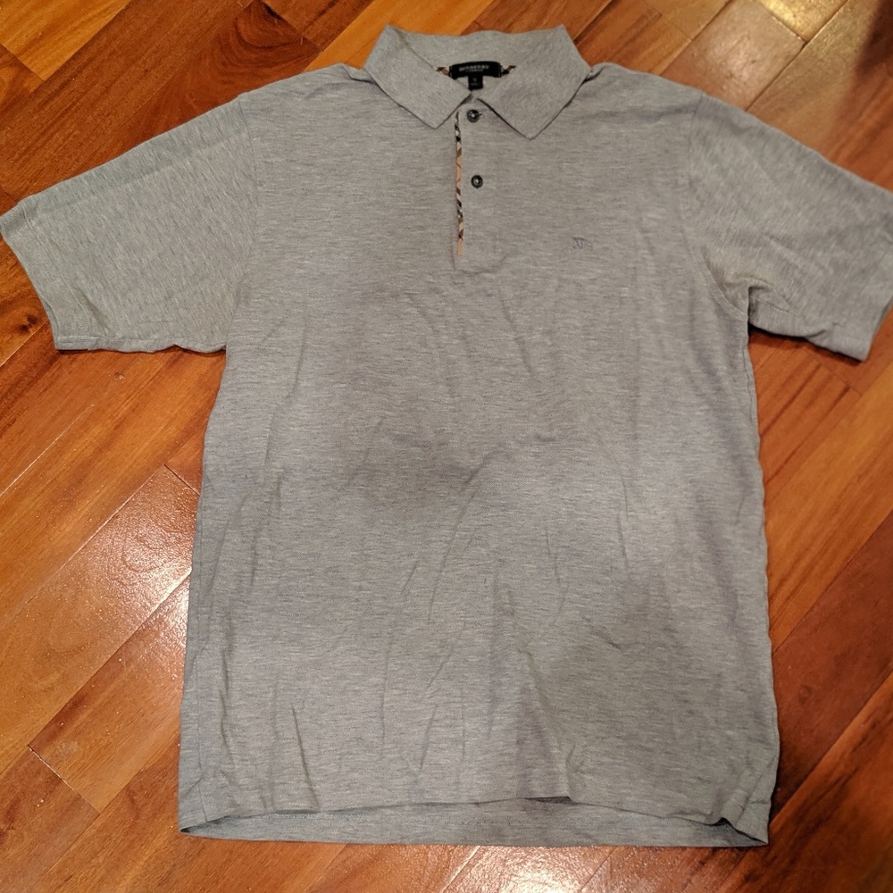 Mens Burberry London Novacheck Gray Polo small S
